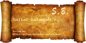 Sallai Balambér névjegykártya